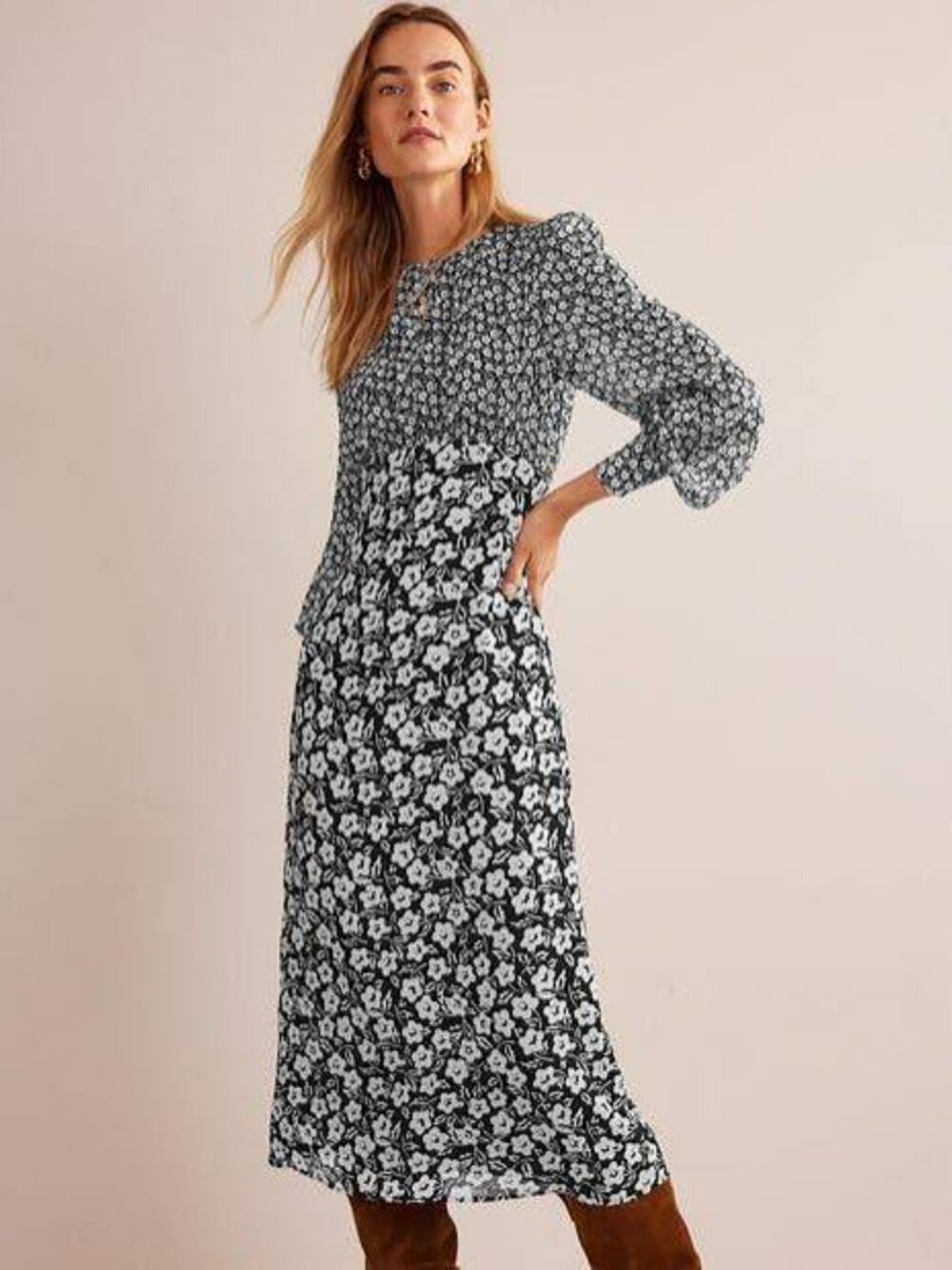 Boden Midi Tea Dress Petal Pop, Size 10P